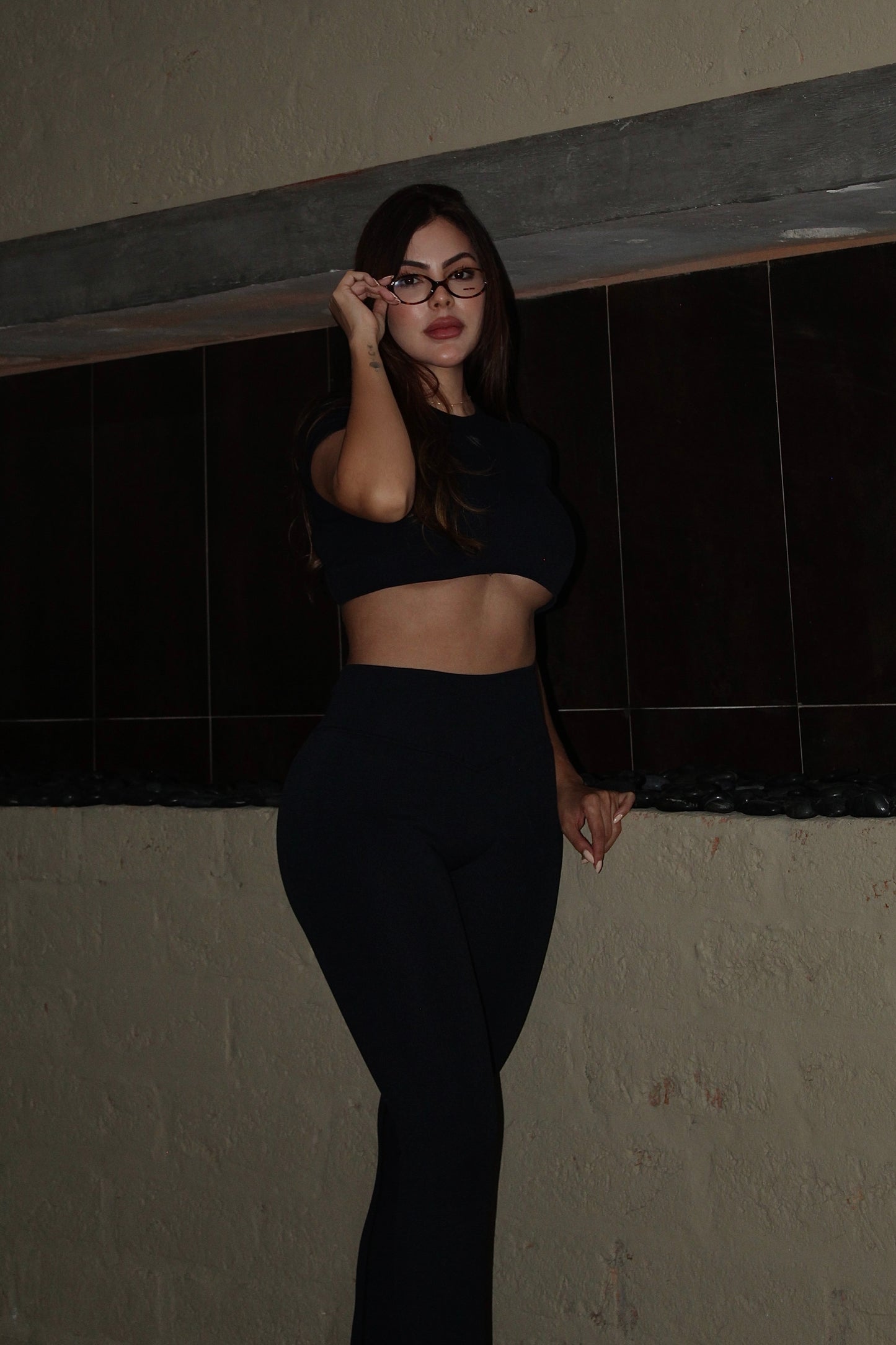 Set Negro Tiras Atrás